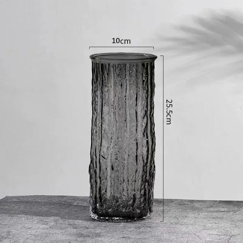 Vase à Fleurs en Verre Transparent | Design Glacier Élégant - Maison Vase