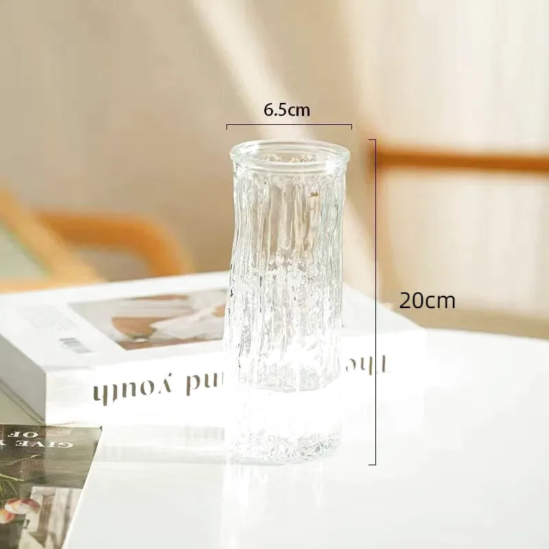 Vase à Fleurs en Verre Transparent | Design Glacier Élégant - Maison Vase