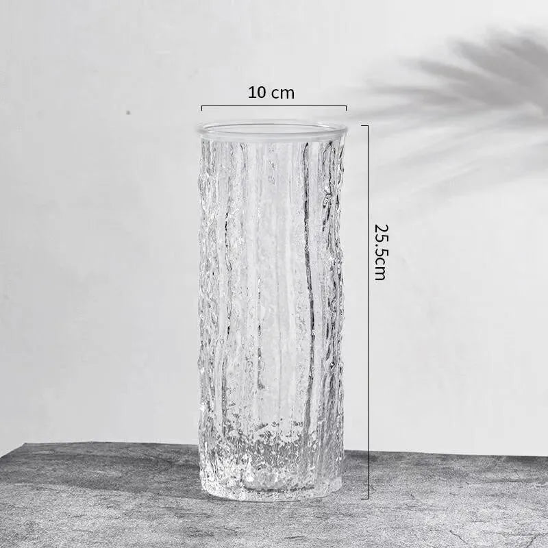 Vase à Fleurs en Verre Transparent | Design Glacier Élégant - Maison Vase