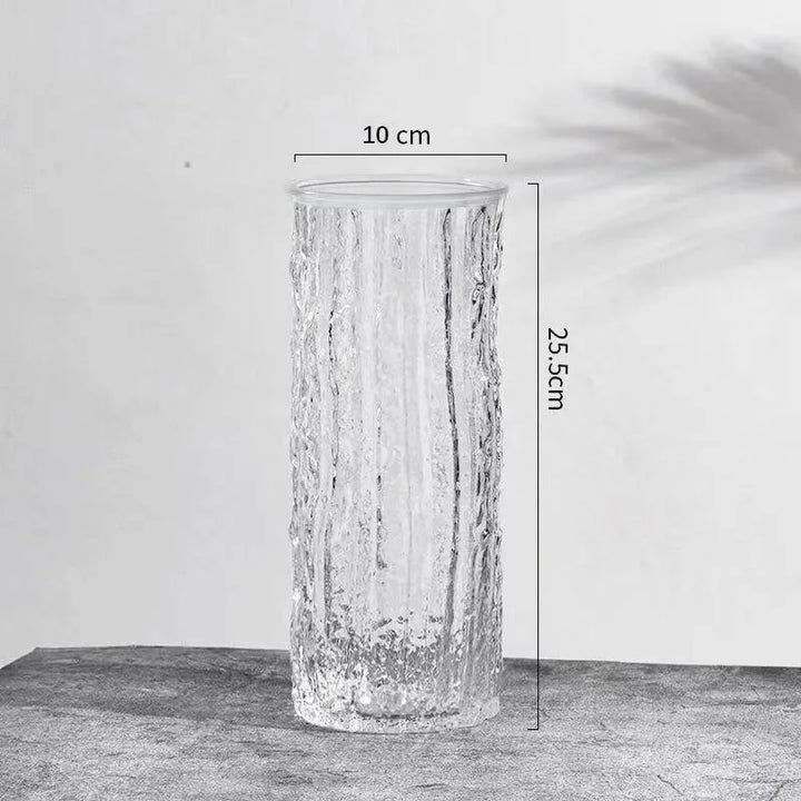 Vase à Fleurs en Verre Transparent | Design Glacier Élégant - Maison Vase