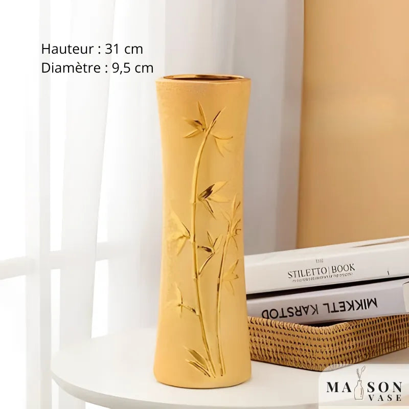 Vase à Fleurs Européen Doré en Céramique | Design Luxe et Décoratif - Maison Vase