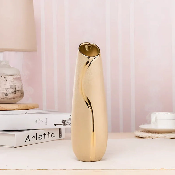 Vase à Fleurs Européen Doré en Céramique | Design Luxe et Décoratif - Maison Vase