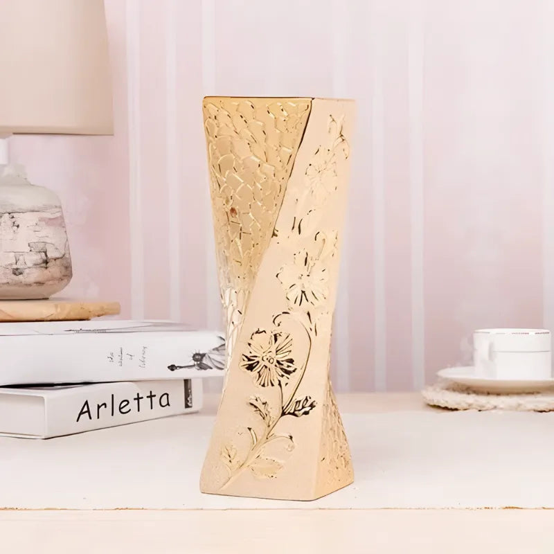 Vase à Fleurs Européen Doré en Céramique | Design Luxe et Décoratif - Maison Vase