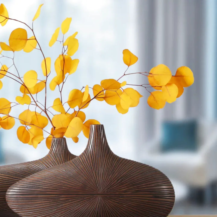 Vase à Fleurs Japonais Ovale Imitation Bois | Design Décoratif Moderne et Minimaliste - Maison Vase