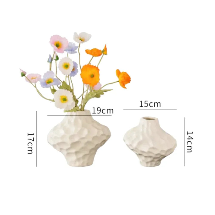 Vase à Fleurs Moderne Argenté Décoratif | Design Géométrique et Effet Martelé - Maison Vase