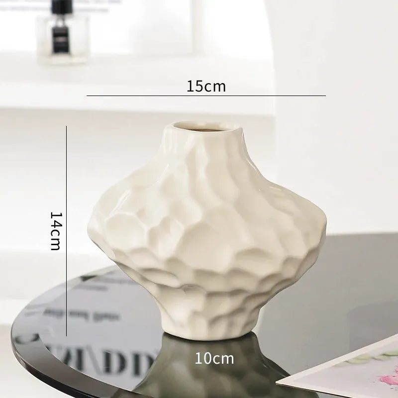 Vase à Fleurs Moderne Argenté Décoratif | Design Géométrique et Effet Martelé - Maison Vase