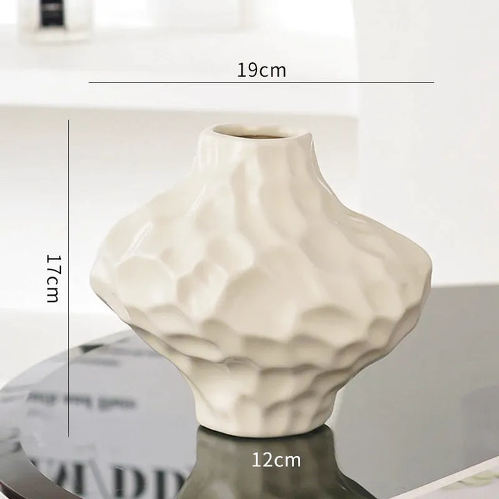 Vase à Fleurs Moderne Argenté Décoratif | Design Géométrique et Effet Martelé - Maison Vase