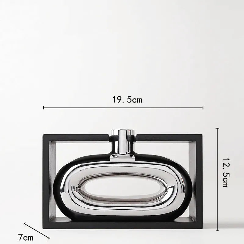 Vase à Fleurs Moderne en Céramique | Design Cadre Argenté Décoratif - Maison Vase