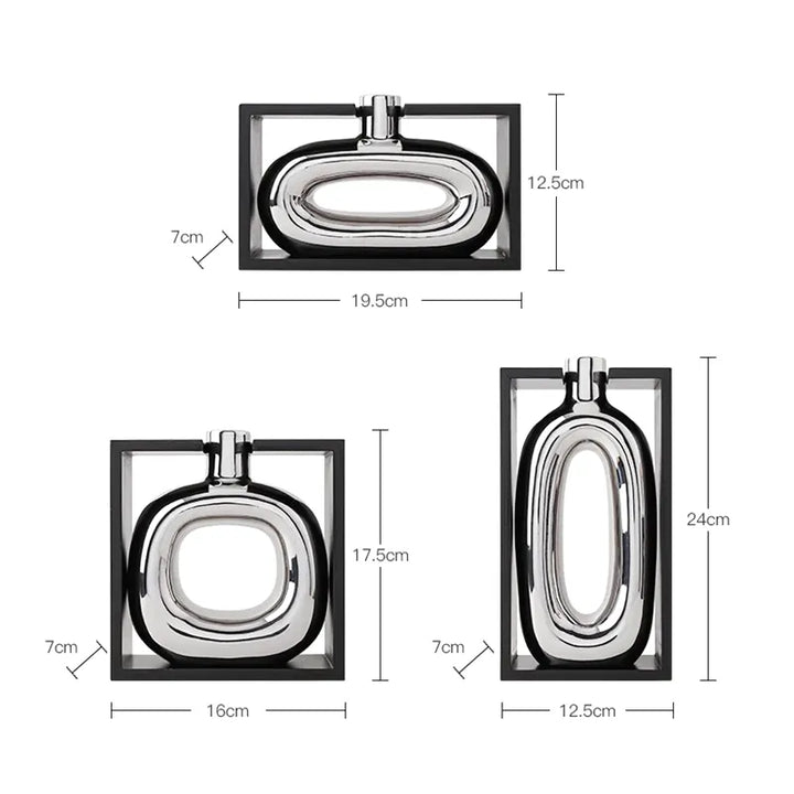 Vase à Fleurs Moderne en Céramique | Design Cadre Argenté Décoratif - Maison Vase