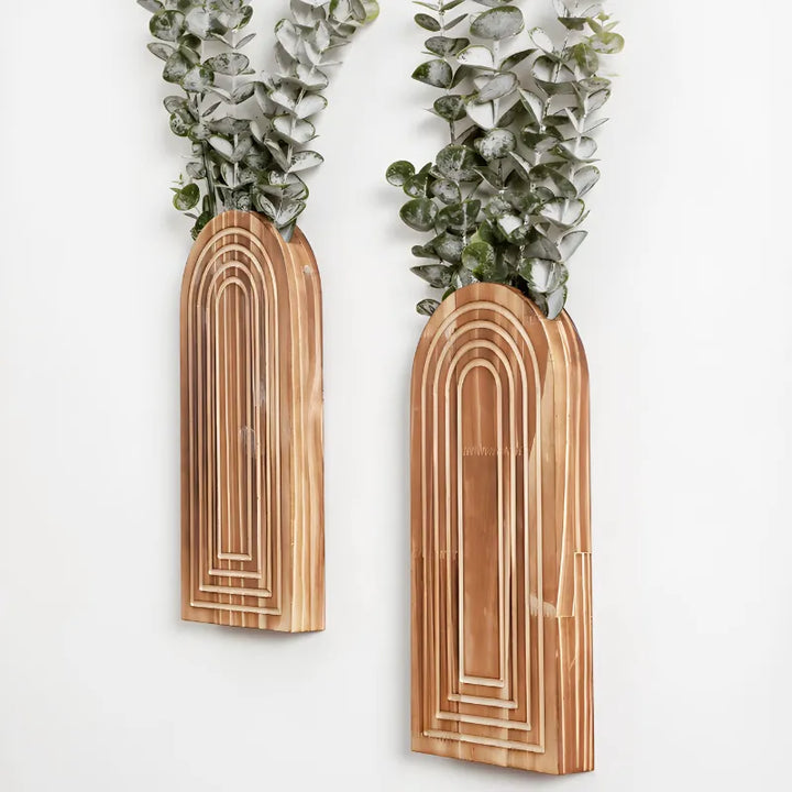 Vase à Fleurs Mural Arqué en Bois Sculpté | Design Boho Moderne et Décoratif - Maison Vase