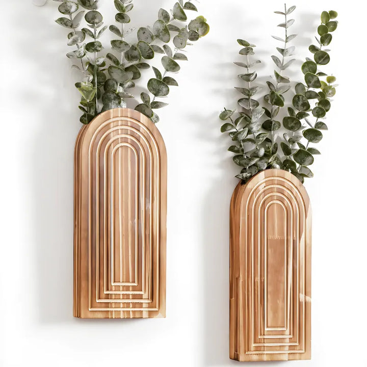 Vase à Fleurs Mural Arqué en Bois Sculpté | Design Boho Moderne et Décoratif - Maison Vase