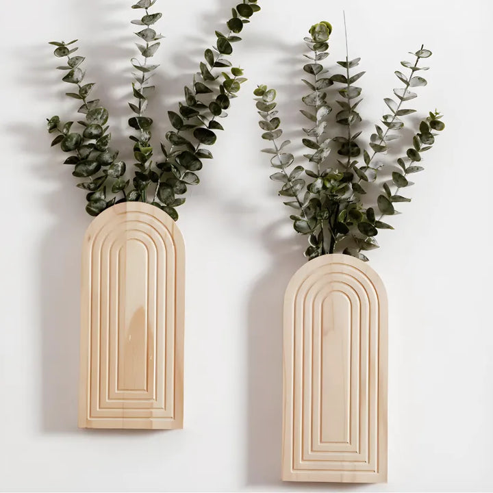 Vase à Fleurs Mural Arqué en Bois Sculpté | Design Boho Moderne et Décoratif - Maison Vase