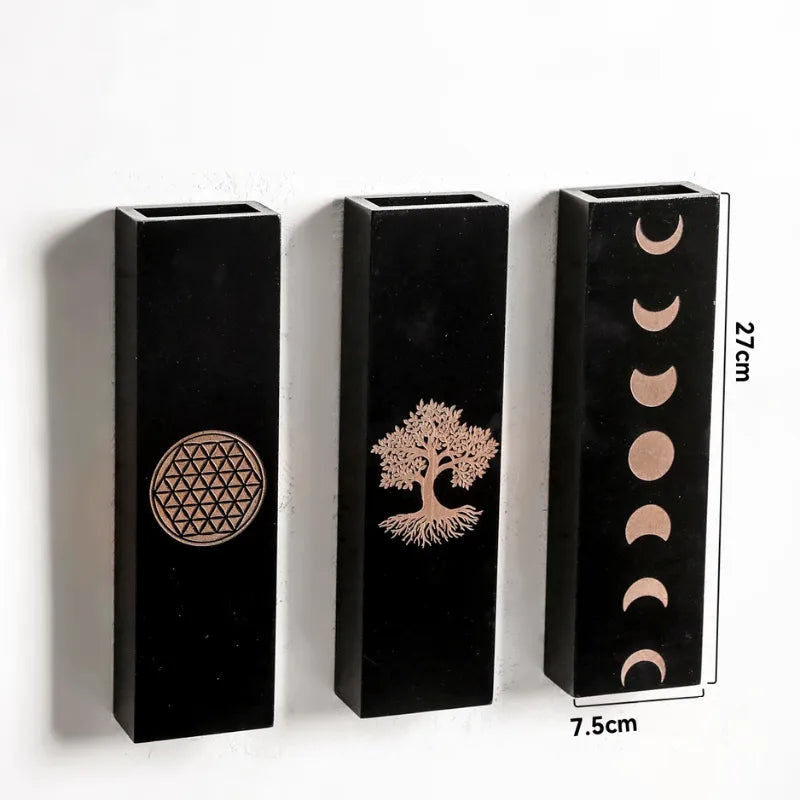 Vase à Fleurs Mural Bohème en Bois Noir | Design Minimaliste - Maison Vase