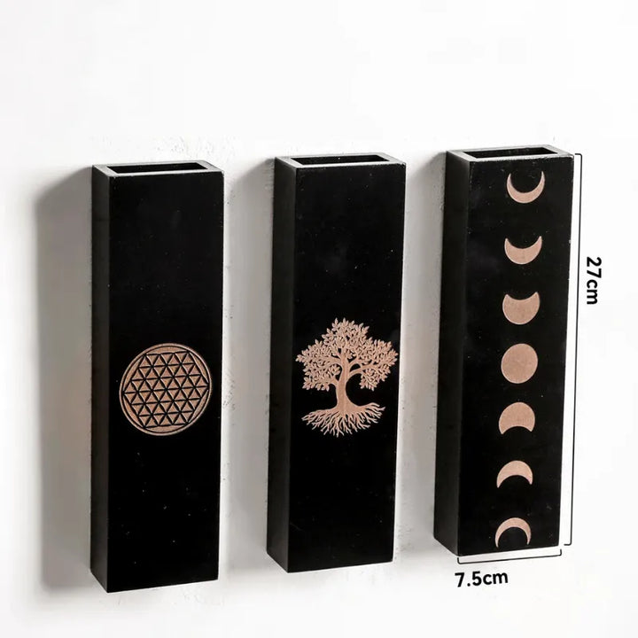 Vase à Fleurs Mural Bohème en Bois Noir | Design Minimaliste - Maison Vase