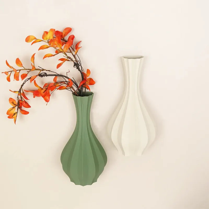 Vase à Fleurs Mural Minimaliste | Motif Géométrique Strié - Maison Vase