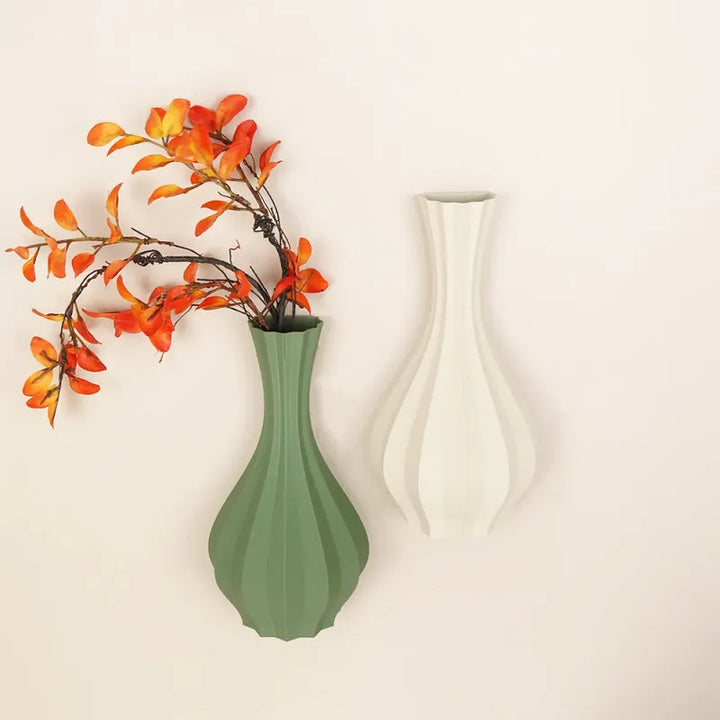 Vase à Fleurs Mural Minimaliste | Motif Géométrique Strié - Maison Vase