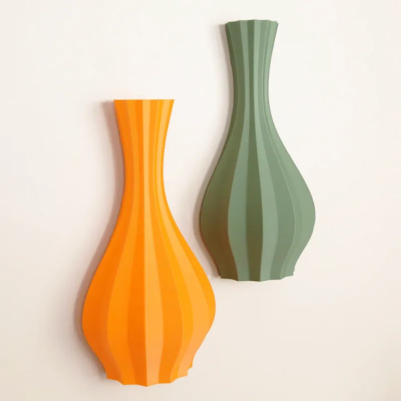 Vase à Fleurs Mural Minimaliste | Motif Géométrique Strié - Maison Vase