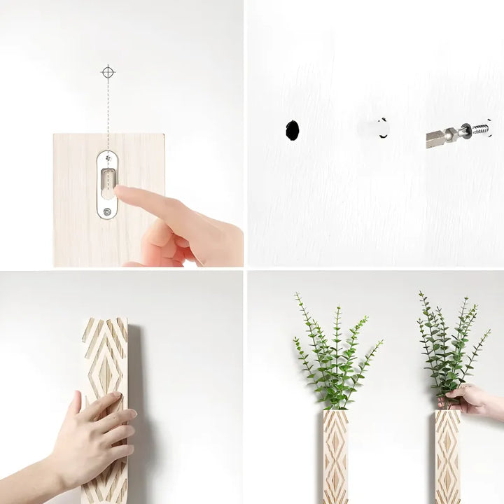 Vase à fleurs Murale Suspendu en Bois Naturel | Style Minimaliste et Décoratif - Maison Vase