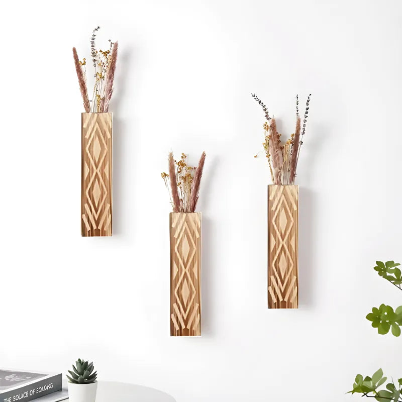 Vase à fleurs Murale Suspendu en Bois Naturel | Style Minimaliste et Décoratif - Maison Vase