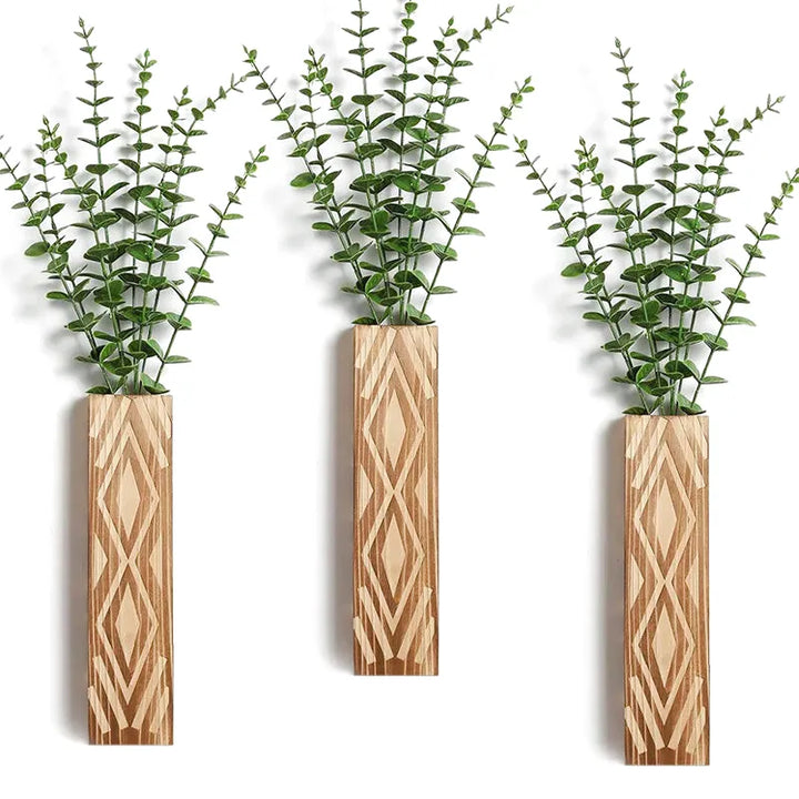Vase à fleurs Murale Suspendu en Bois Naturel | Style Minimaliste et Décoratif - Maison Vase