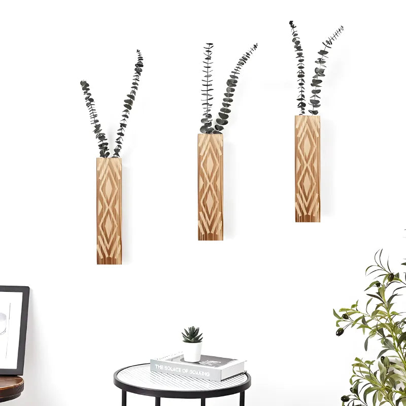 Vase à fleurs Murale Suspendu en Bois Naturel | Style Minimaliste et Décoratif - Maison Vase