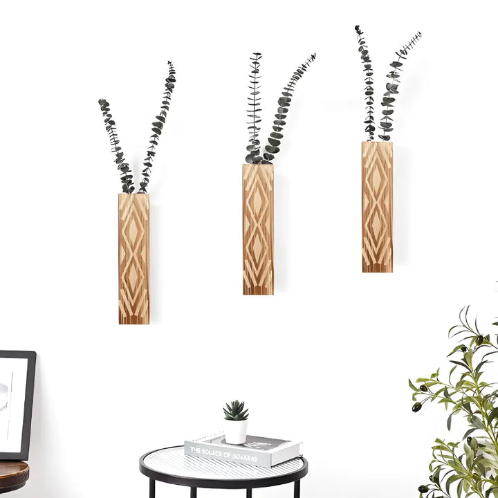 Vase à fleurs Murale Suspendu en Bois Naturel | Style Minimaliste et Décoratif - Maison Vase