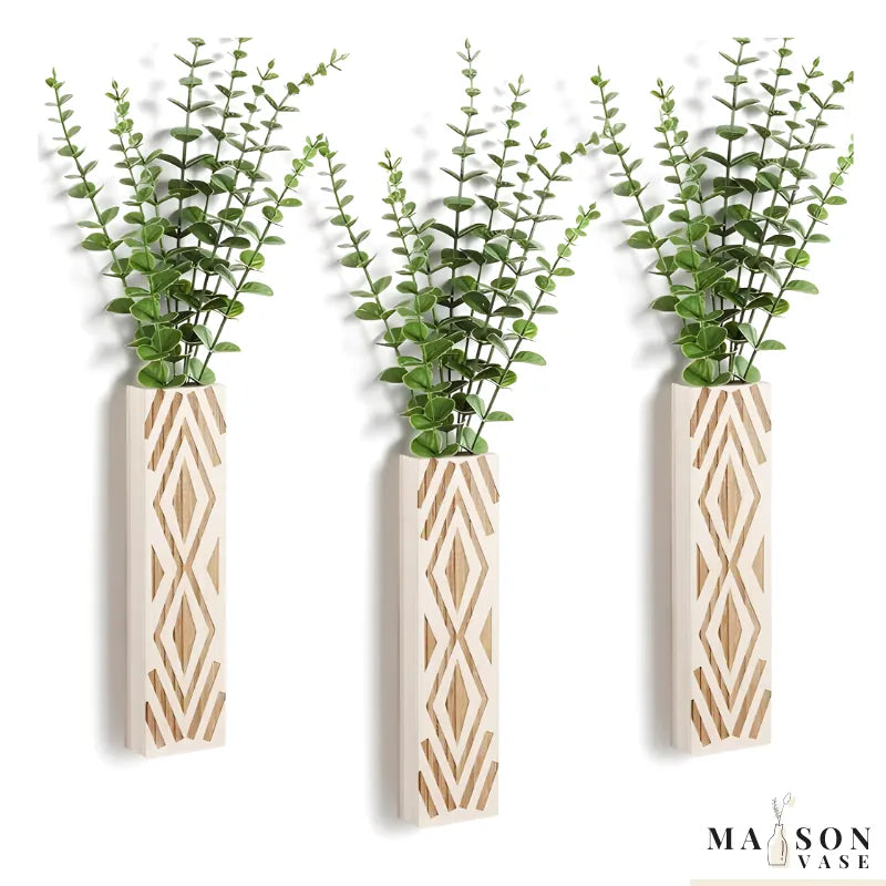 Vase à fleurs Murale Suspendu en Bois Naturel | Style Minimaliste et Décoratif - Maison Vase