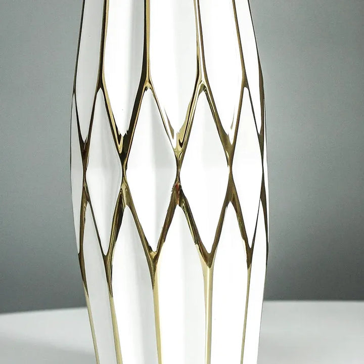 Vase à Fleurs Nordique Blanc | Céramique et Dorures Élégantes - Maison Vase