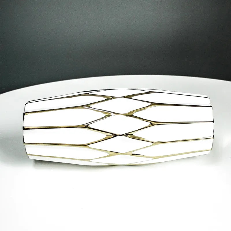 Vase à Fleurs Nordique Blanc | Céramique et Dorures Élégantes - Maison Vase