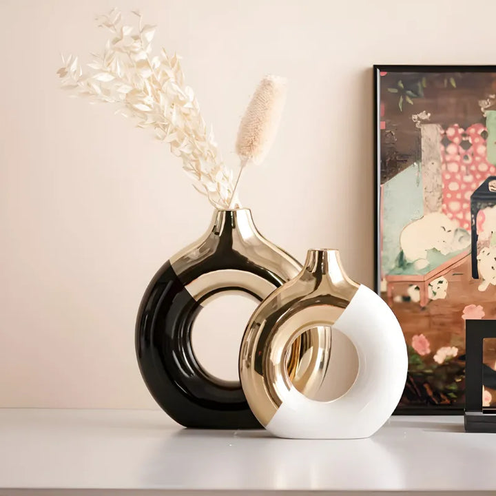 Vase à Fleurs Pampa Doré de Luxe en Céramique | Design Moderne Chic et Minimaliste - Maison Vase