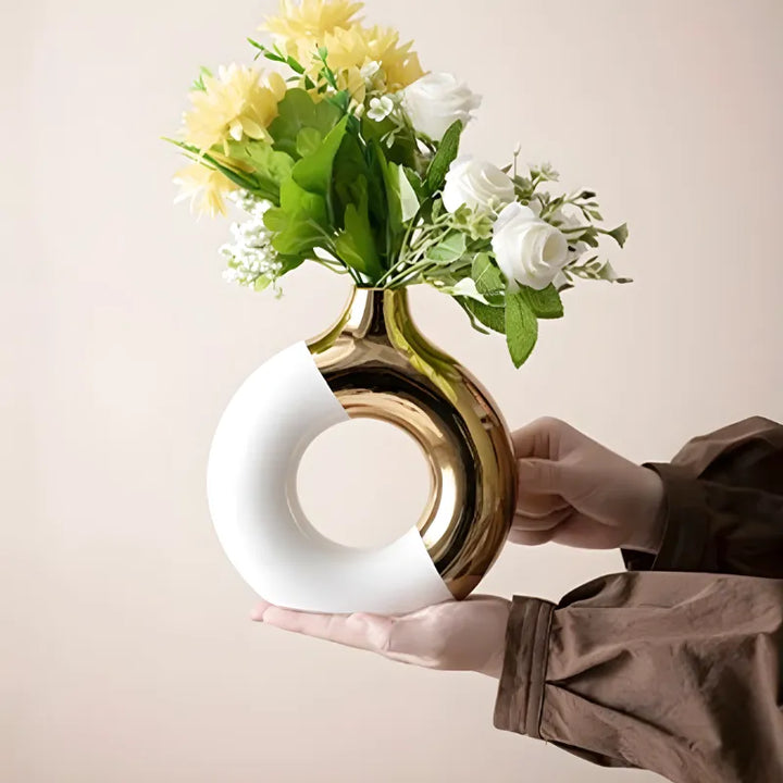 Vase à Fleurs Pampa Doré de Luxe en Céramique | Design Moderne Chic et Minimaliste - Maison Vase