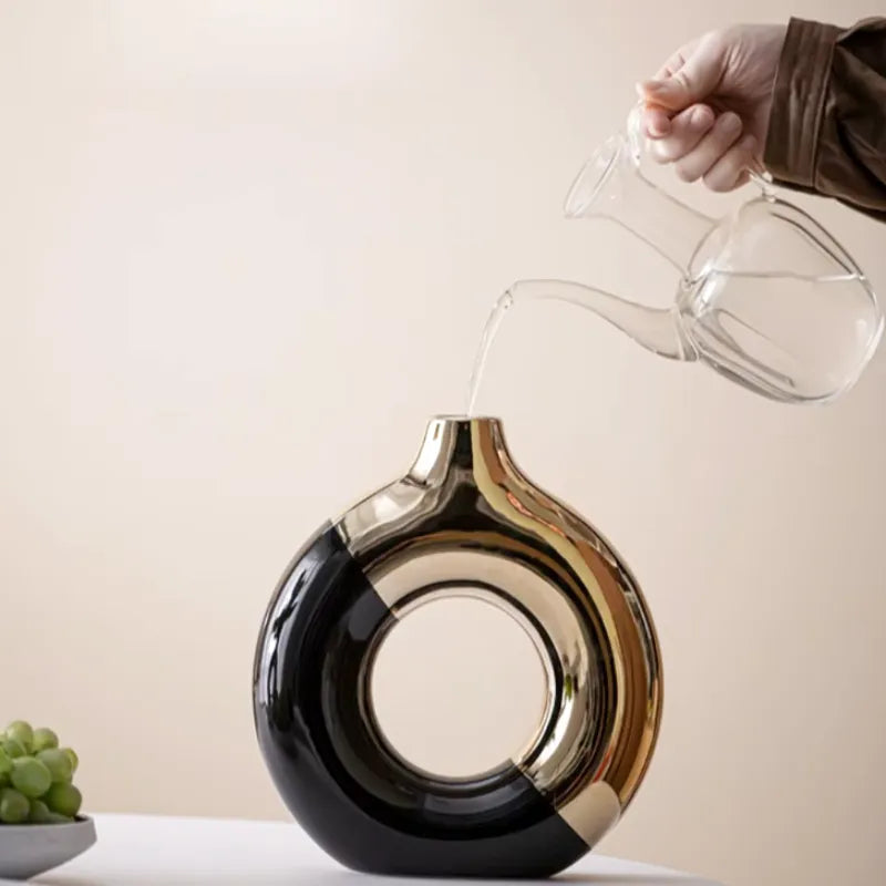 Vase à Fleurs Pampa Doré de Luxe en Céramique | Design Moderne Chic et Minimaliste - Maison Vase