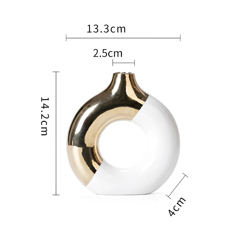 Vase à Fleurs Pampa Doré de Luxe en Céramique | Design Moderne Chic et Minimaliste - Maison Vase