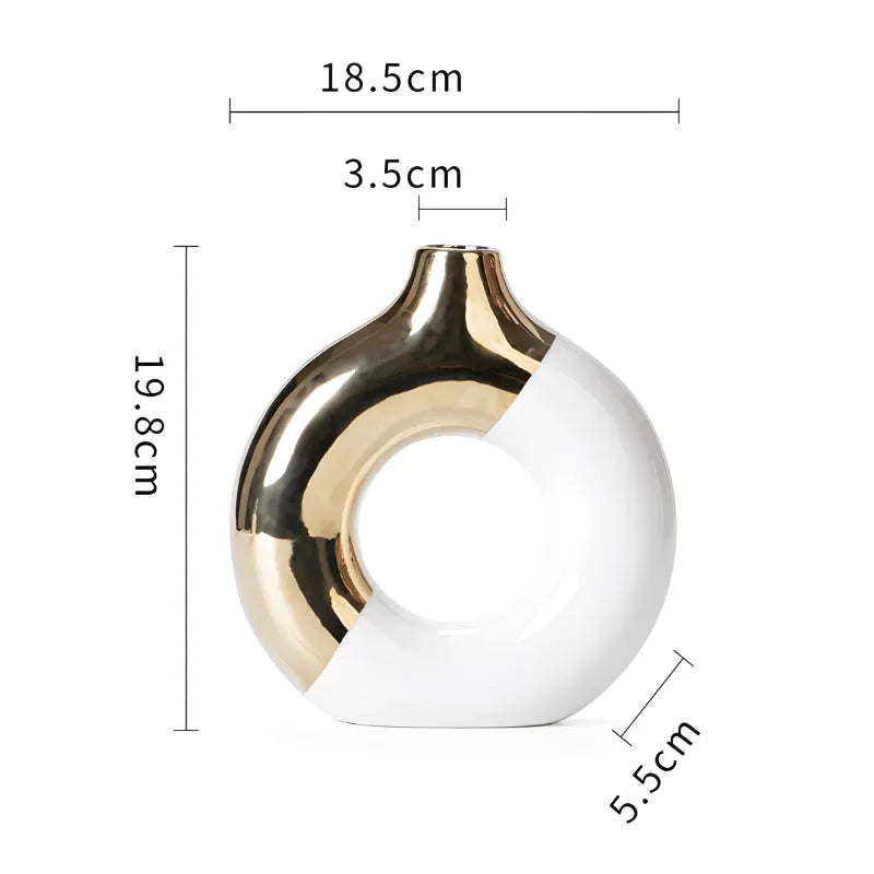 Vase à Fleurs Pampa Doré de Luxe en Céramique | Design Moderne Chic et Minimaliste - Maison Vase