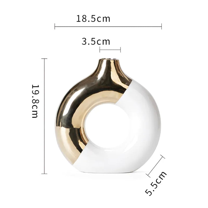Vase à Fleurs Pampa Doré de Luxe en Céramique | Design Moderne Chic et Minimaliste - Maison Vase