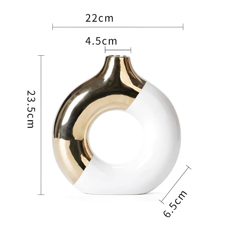Vase à Fleurs Pampa Doré de Luxe en Céramique | Design Moderne Chic et Minimaliste - Maison Vase
