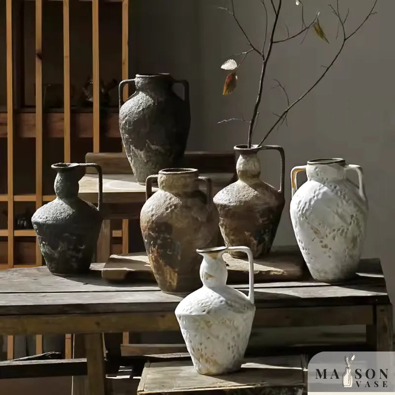 Vase à Fleurs Rustique en Céramique | Vintage et Décoratif - Maison Vase