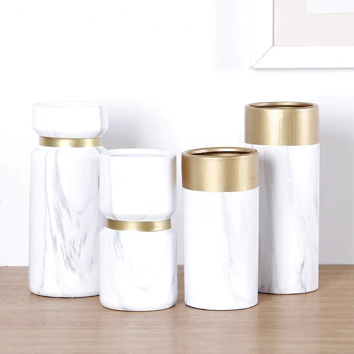 Vase à Fleurs Scandinave Blanc | Effet Marbre - Maison Vase