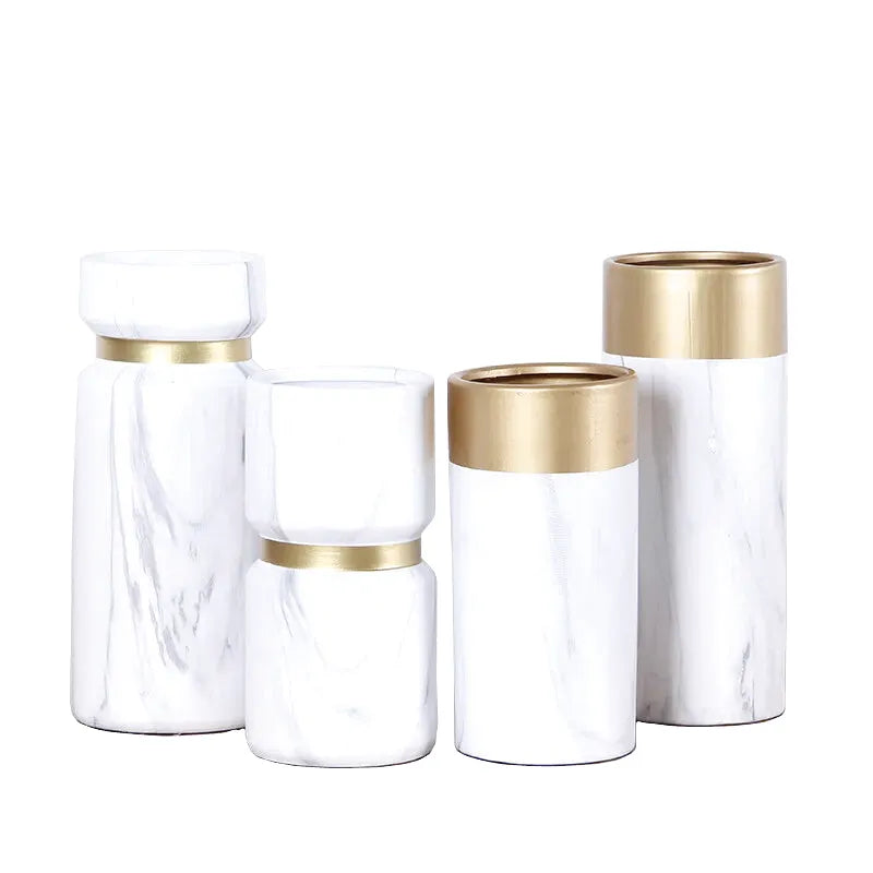 Vase à Fleurs Scandinave Blanc | Effet Marbre - Maison Vase