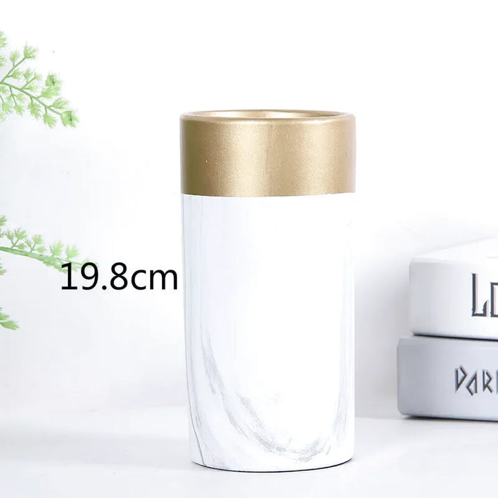 Vase à Fleurs Scandinave Blanc | Effet Marbre - Maison Vase
