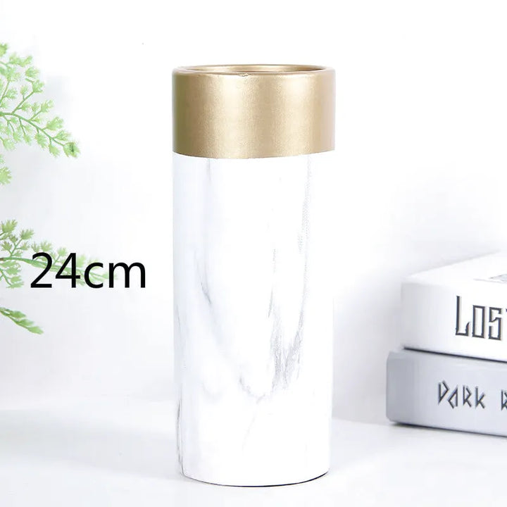 Vase à Fleurs Scandinave Blanc | Effet Marbre - Maison Vase