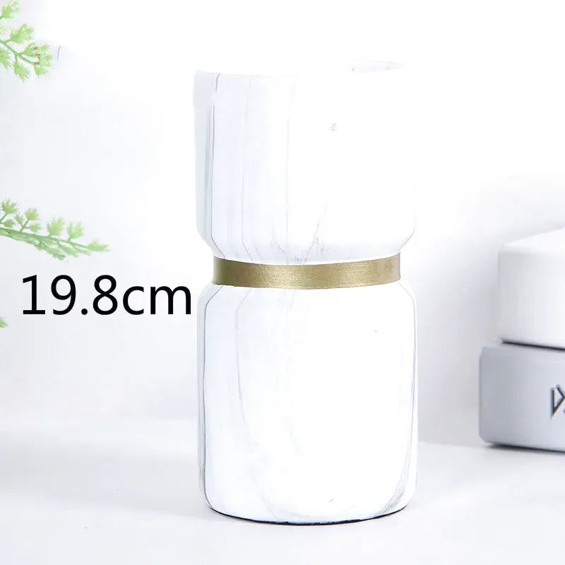 Vase à Fleurs Scandinave Blanc | Effet Marbre - Maison Vase