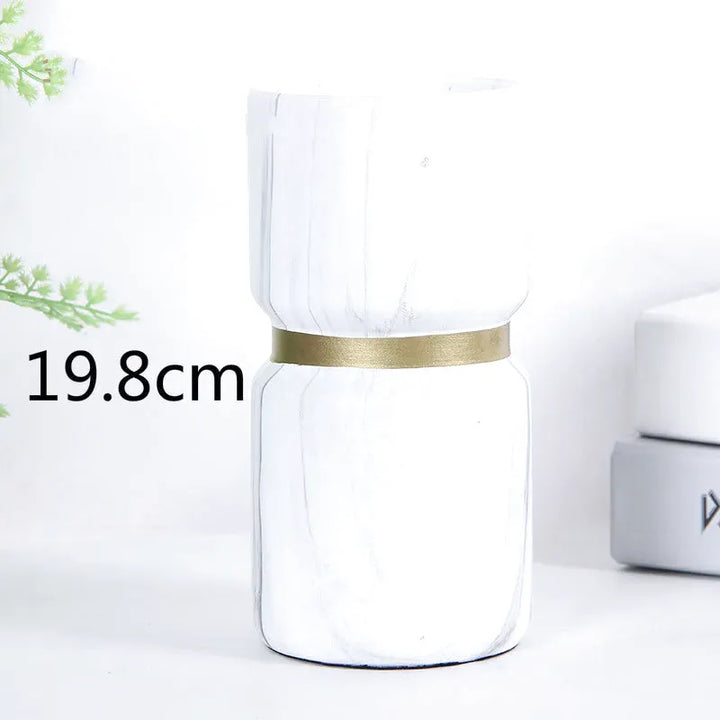 Vase à Fleurs Scandinave Blanc | Effet Marbre - Maison Vase