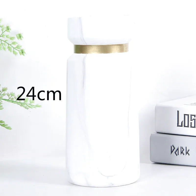 Vase à Fleurs Scandinave Blanc | Effet Marbre - Maison Vase