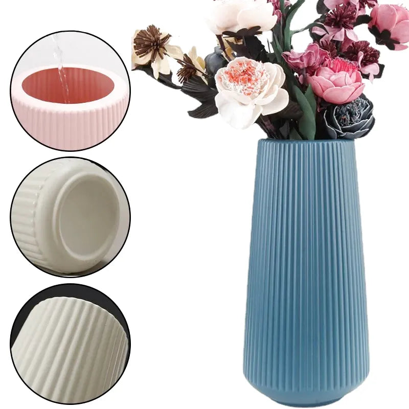 Vase à Fleurs Scandinave | Design Strié Minimaliste - Maison Vase