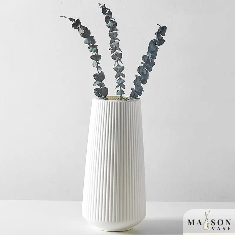 Vase à Fleurs Scandinave | Design Strié Minimaliste - Maison Vase