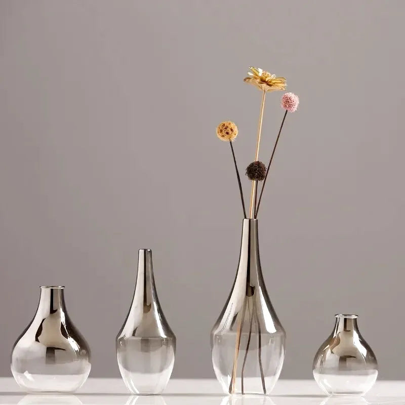 Vase à Fleurs Scandinave en Verre | Dégradé Argenté et Élégant - Maison Vase