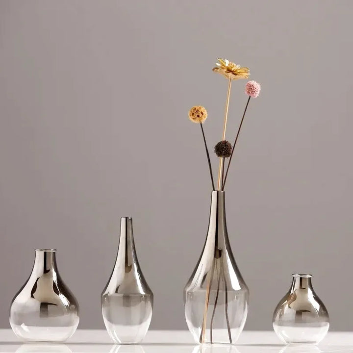 Vase à Fleurs Scandinave en Verre | Dégradé Argenté et Élégant - Maison Vase