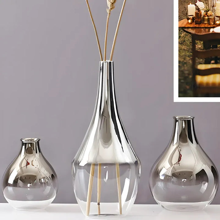 Vase à Fleurs Scandinave en Verre | Dégradé Argenté et Élégant - Maison Vase