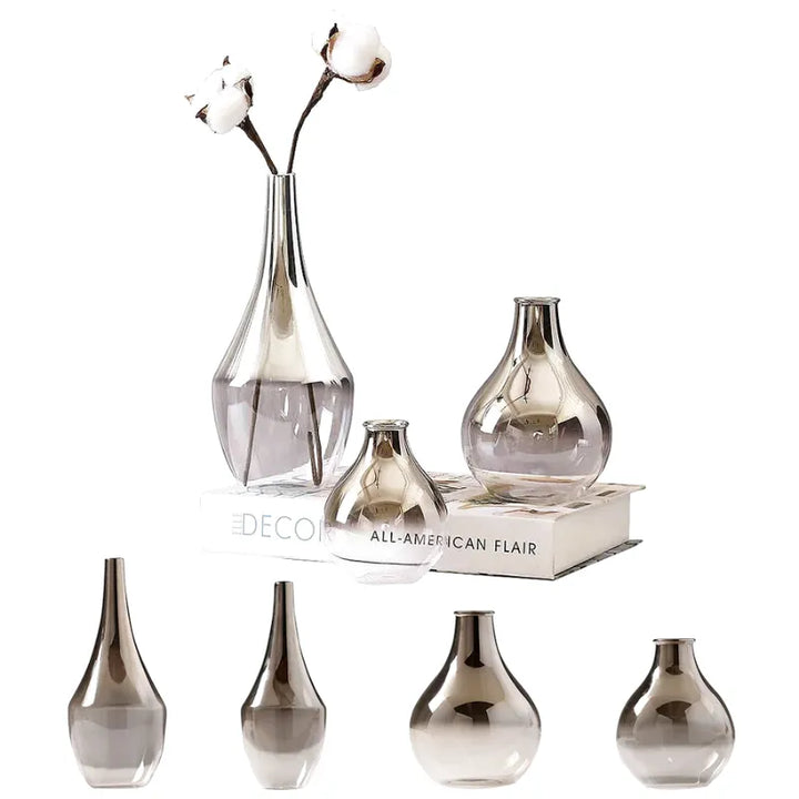Vase à Fleurs Scandinave en Verre | Dégradé Argenté et Élégant - Maison Vase